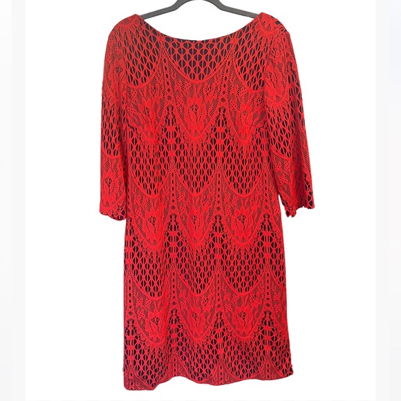 Leslie Fay red and navy dress - Picture 1 of 4
